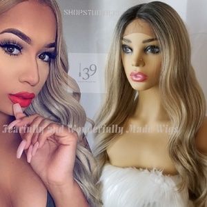 Human hair Ash blonde lace front bodywavewig